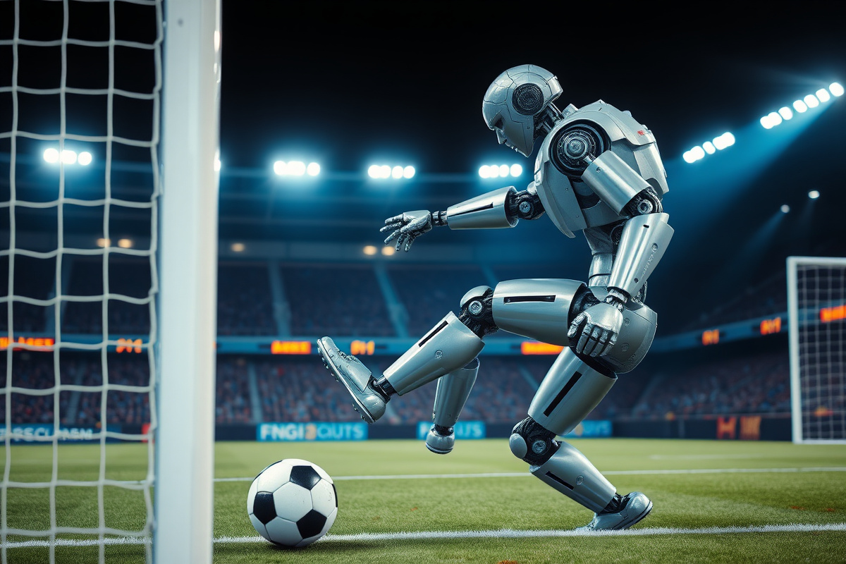 Robot umanoidi cinesi segnano rigori al World Cup style